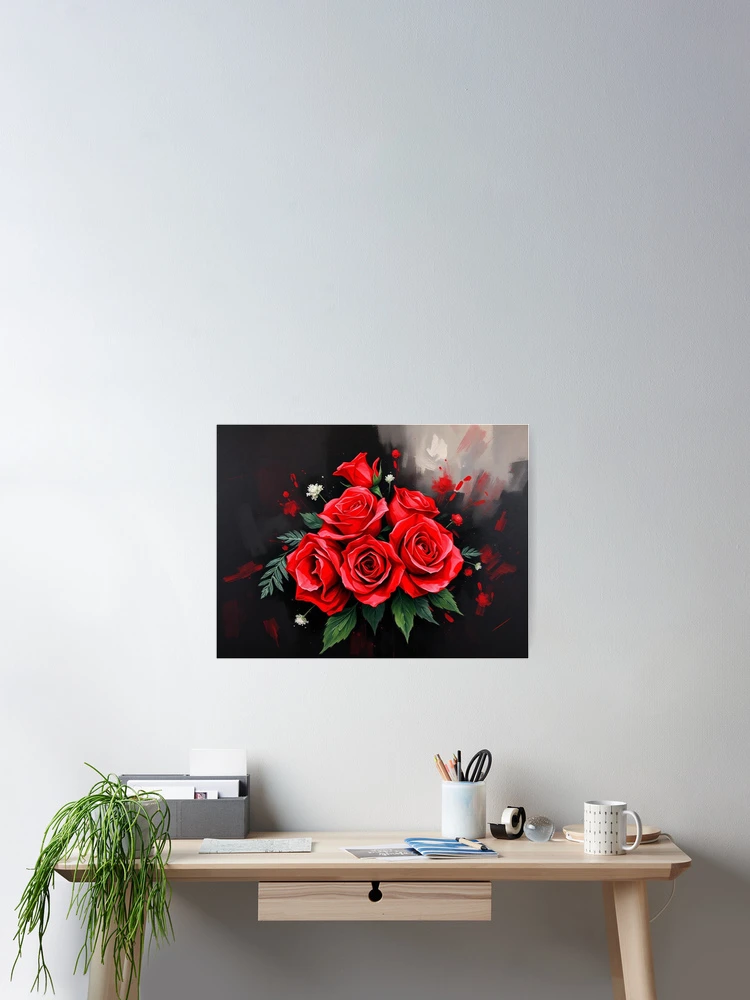 Thumbnail 2 of 3, Poster, ABSTRACT RED ROSES designed and sold by zupedesign.