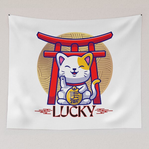 Item preview, Maneki Neko Japanese Lucky Cat Cute Happy Raised Paw designed and sold by BeansHotTees.
