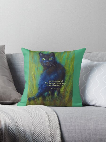 Item preview, Mouse escaped black cat haiku english handmade acrylic painting designed and sold by KarenKaspar.