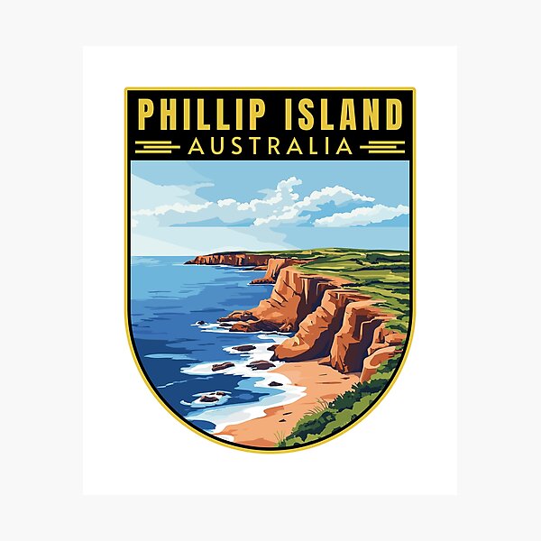 Item preview, Phillip Island in Victoria Australia Retro Travel Art Landscape designed and sold by MaateoDesign.
