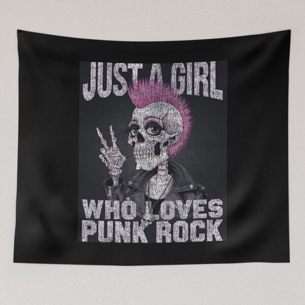 Item preview, Vintage and distressed "Just a Girl Who Loves Punk Rock" Funny Punk Rock T-Shirt designed and sold by paulo silveira.