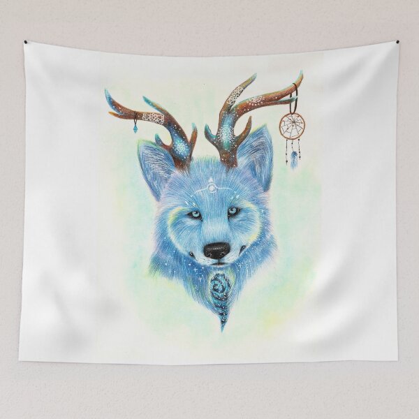 Item preview, Dreamy Dreamcatcher - Galactic Wolf - Traditional Pencil Drawing designed and sold by Skykristal.