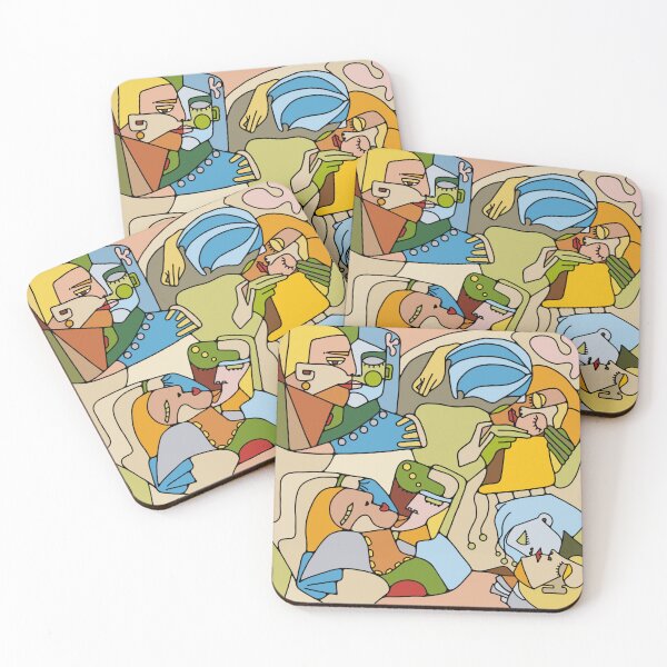Item preview, Cubist Style Lovers In Mid Century Modern Colors designed and sold by Unhinged Heather.