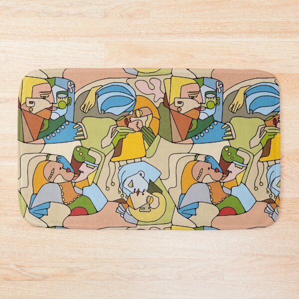 Item preview, Cubist Style Lovers In Mid Century Modern Colors designed and sold by Unhinged Heather.