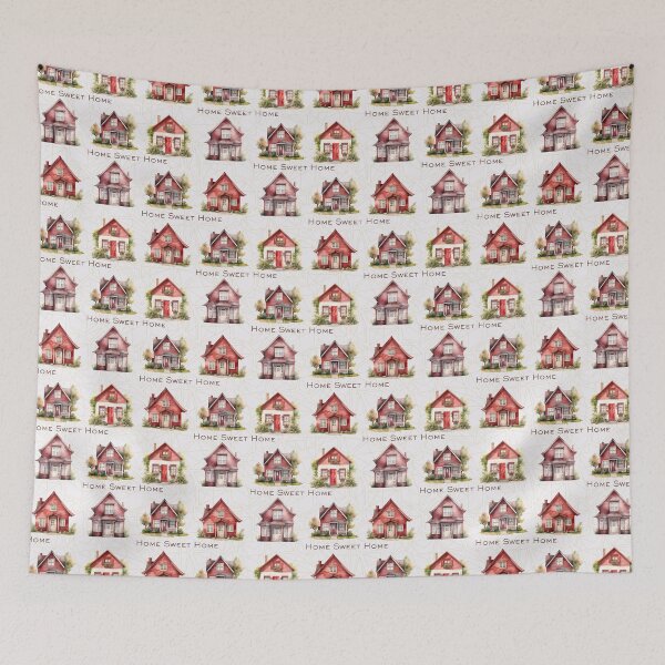 Item preview, Cherry Red Home Sweet Home Pattern designed and sold by SparkSpiral.