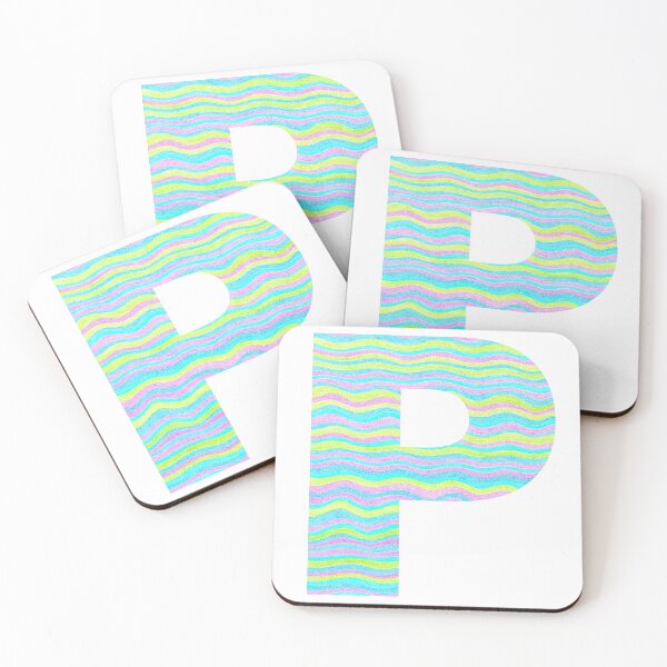 Item preview, Letter P Neon Wavy Stripe Pattern Monogram Initial designed and sold by theartofvikki.
