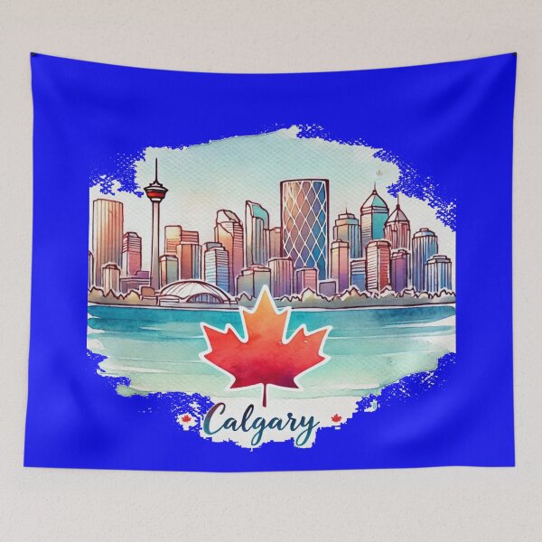 Item preview, Calgary's Most Stunning View - Minimalist Outline Illustration,  designed and sold by PaintMeWorld.