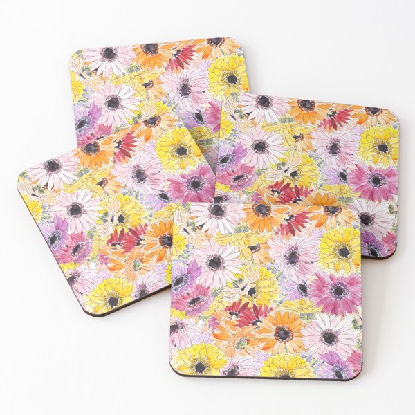 Item preview, Yellow Pink red  Barberton Daisy Gerbera Watercolor Gerbera daisy pattern  designed and sold by SelenePaintings .
