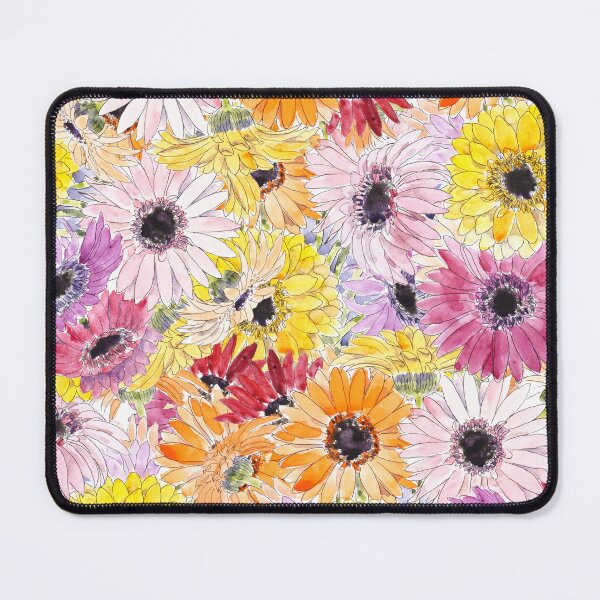 Item preview, Yellow Pink red  Barberton Daisy Gerbera Watercolor Gerbera daisy pattern  designed and sold by ColorandColor.