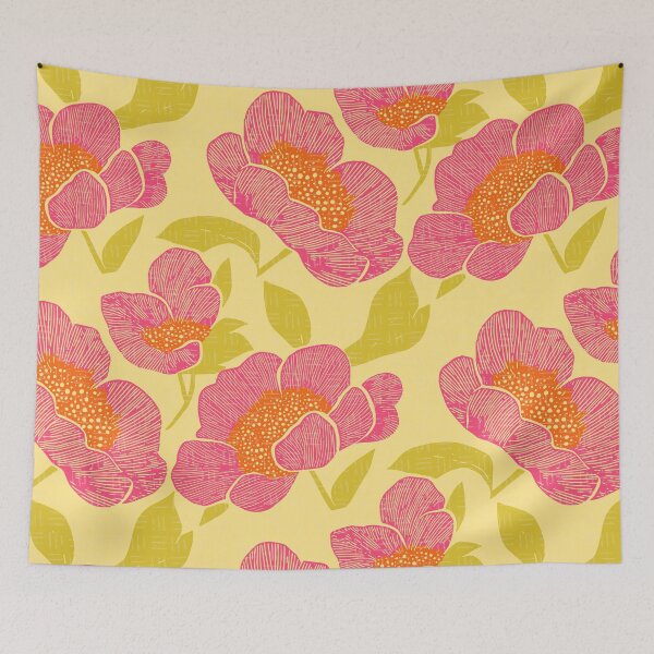 Item preview, Bold Painterly Botanicals in Vibrant Yellow and Pink designed and sold by MindFulStudios.