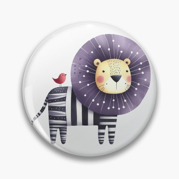 Item preview, A whimsical illustration of purple lion designed and sold by Beyondnote-Art.