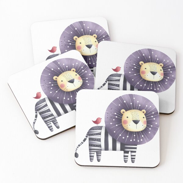 Item preview, A whimsical illustration of purple lion designed and sold by Beyondnote-Art.