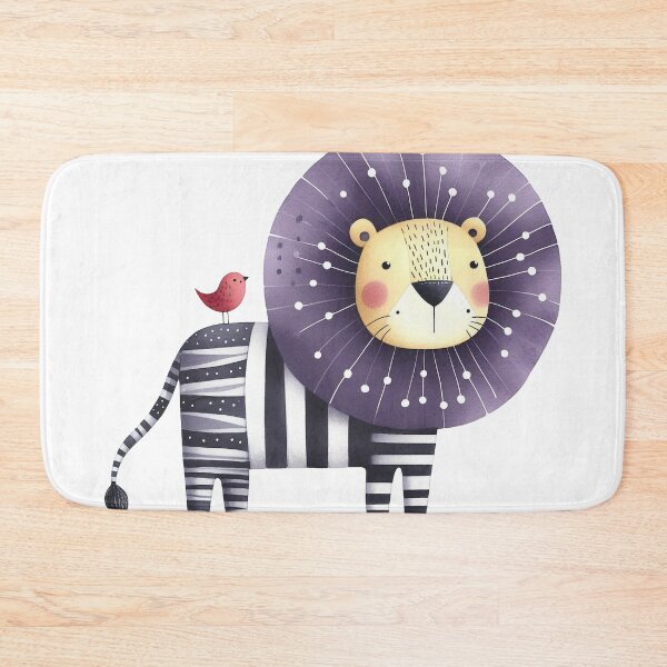 Item preview, A whimsical illustration of purple lion designed and sold by Beyondnote-Art.