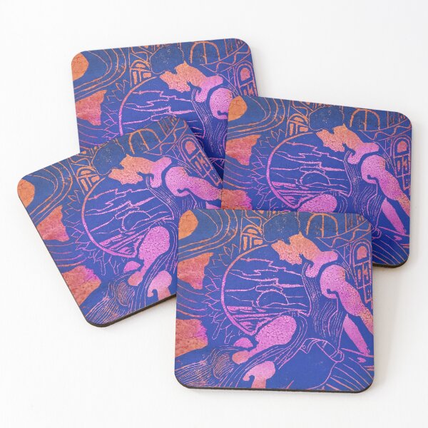 Item preview, "Ease" Block Print Sunset Ombre designed and sold by TrippyArtLMT.