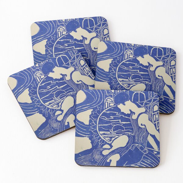 Item preview, "Ease" Block Print Blue Violet designed and sold by TrippyArtLMT.