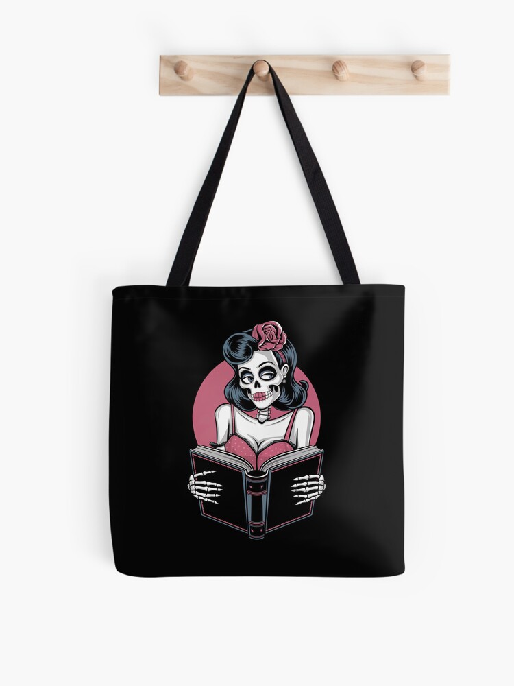 Thumbnail 1 of 2, Tote Bag, Skeleton Reading designed and sold by mandymroth.