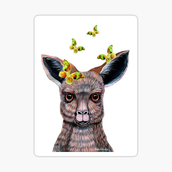 Item preview, Kangaroo and Butterflies  designed and sold by Linda Callaghan.