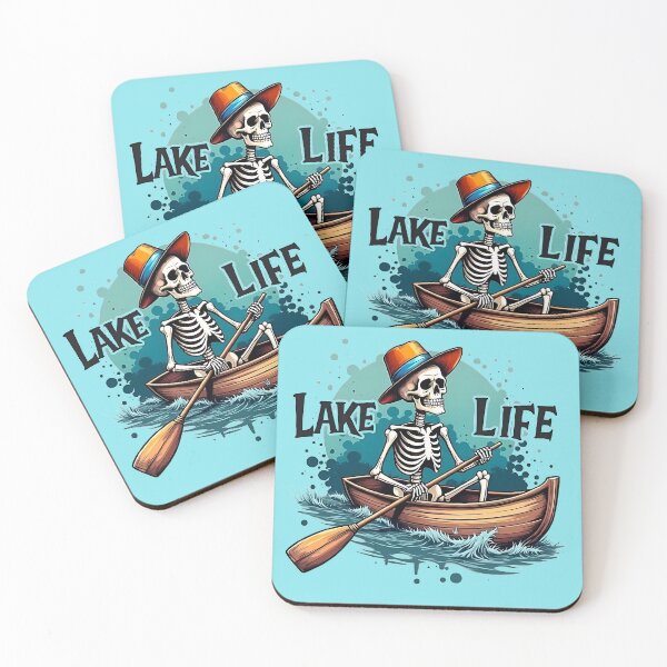 Item preview, Lake Life Funny Skeleton in a Boat  Illustration designed and sold by Casanova7000.
