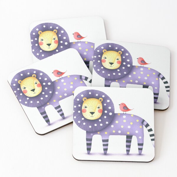 Item preview, A whimsical illustration of purple lion designed and sold by Beyondnote-Art.