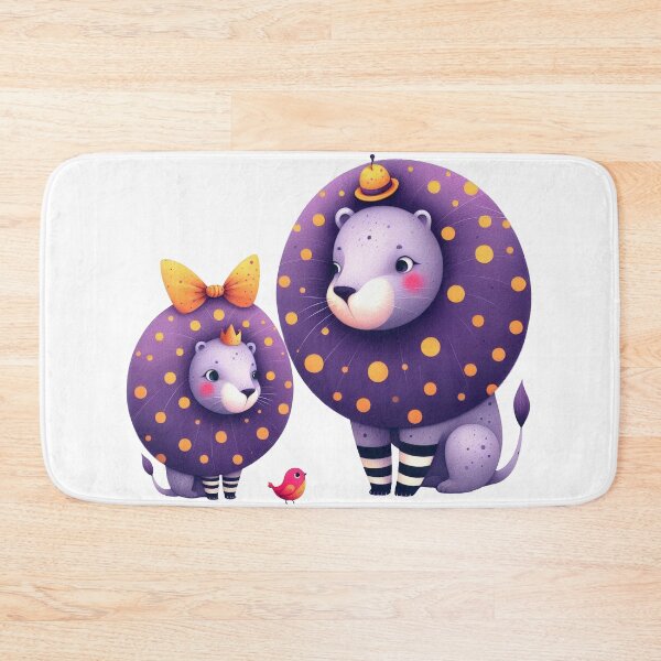 Item preview, A whimsical illustration of purple lion family designed and sold by Beyondnote-Art.