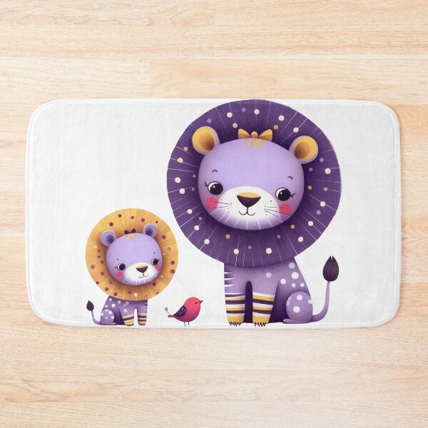Item preview, A whimsical illustration of purple lion family designed and sold by Beyondnote-Art.