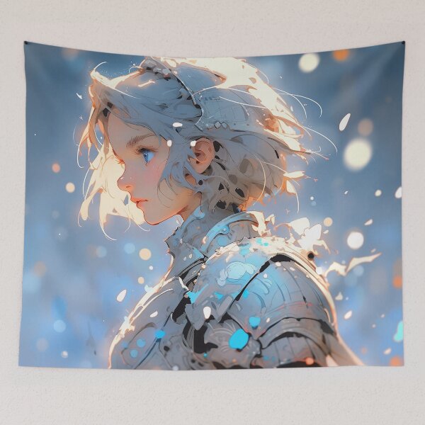 Item preview, Elegant Silver Blue Knight Anime Girl designed and sold by bubblegoth.