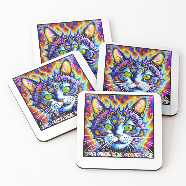 Item preview, Psychedelic Cat I am fine Why do you ask mental health check designed and sold by GetContented.