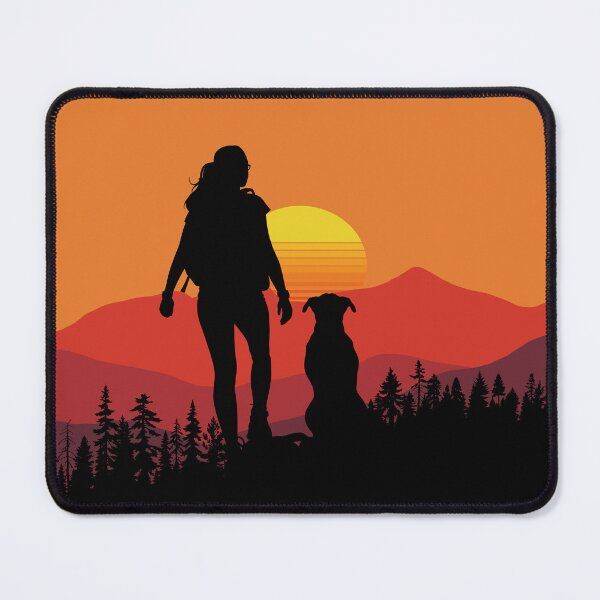 Item preview, Sunset Hiker with Dog - Minimalist Silhouette Design designed and sold by Fikuall.