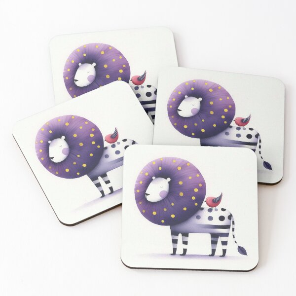 Item preview, A whimsical illustration of purple lion designed and sold by Beyondnote-Art.