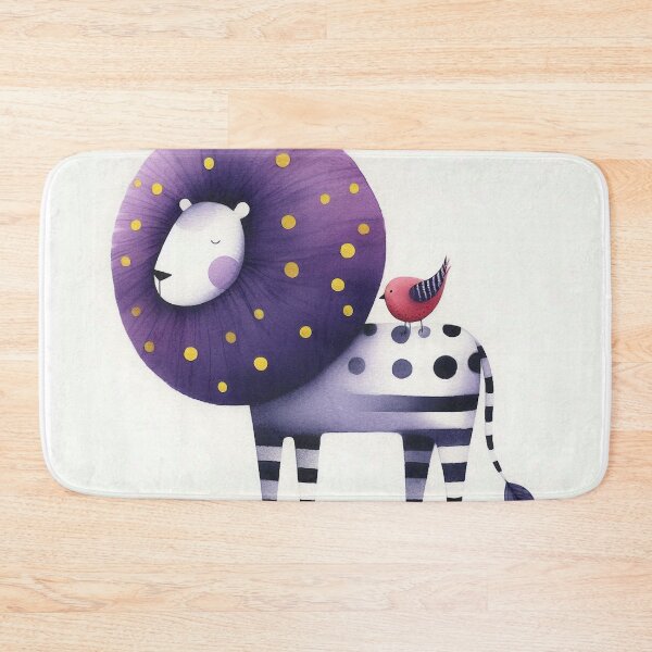 Item preview, A whimsical illustration of purple lion designed and sold by Beyondnote-Art.