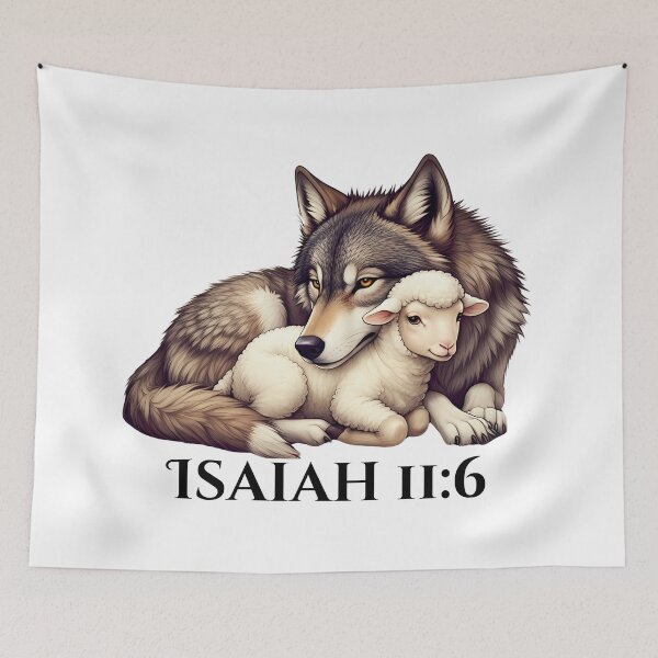 Item preview, Peaceful Prophecy: The Wolf Dwells with the Lamb - Isaiah 11:6 designed and sold by jglobal360.