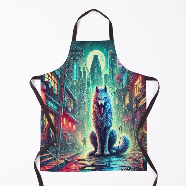 Item preview, AI generated wolf downtown, dystopian fantasy designed and sold by AI-this-is-AI.