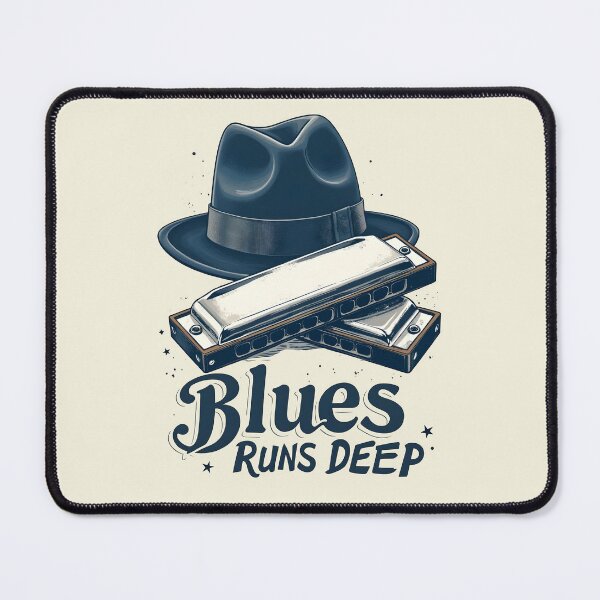 Item preview, Blues Runs Deep: Harmonica and Hat Design designed and sold by Jollys-ArtShop.