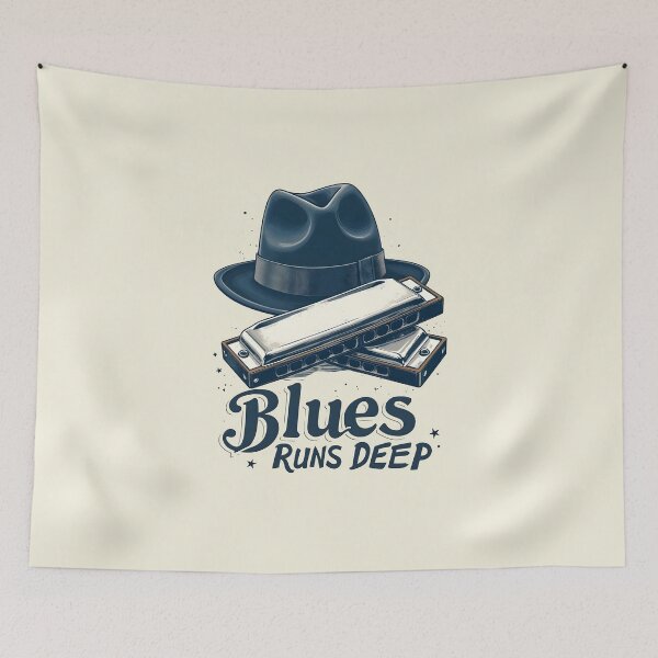 Item preview, Blues Runs Deep: Harmonica and Hat Design designed and sold by Jollys-ArtShop.