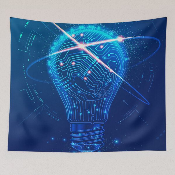 Item preview, futuristic science tech lightbulb electronic pattern atom structure  designed and sold by NiamLab.