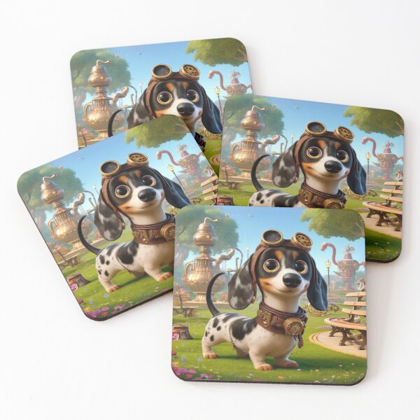 Item preview, Steampunk Piebald Dachshund designed and sold by Sillytoe.
