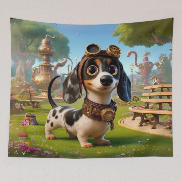 Item preview, Steampunk Piebald Dachshund designed and sold by Sillytoe.