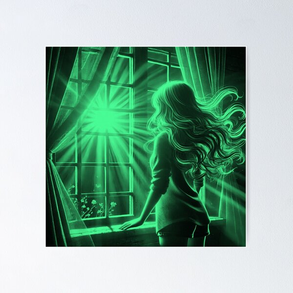 Item preview, Golden Hour Dream: Girl Gazing Out Window Pane designed and sold by choder61.