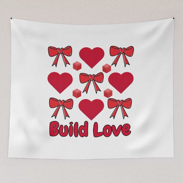 Item preview, Build Love Building Bricks Valentine Bows Hearts designed and sold by BeansHotTees.
