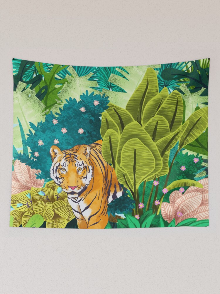 Thumbnail 2 of 3, Tapestry, Jungle Tiger designed and sold by 83oranges.