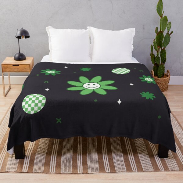 Item preview, Green Retro Flowers Stars Pattern designed and sold by Skull Fern.