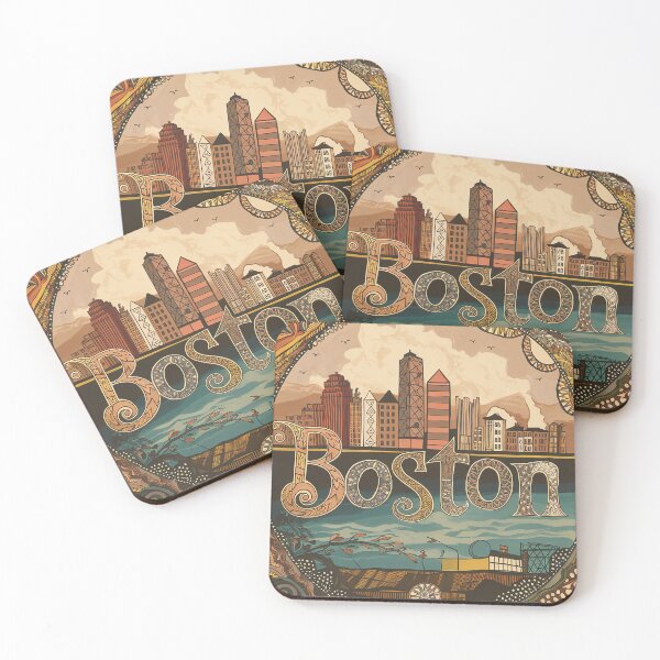 Item preview, Boston Whimsical City Life Abstract Vintage Zentangle Art designed and sold by Witty Shirts.