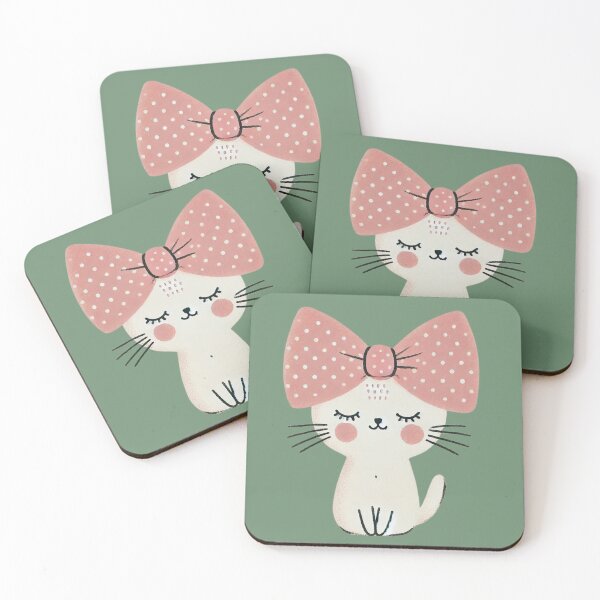 Item preview, Cute kitty with polka dotted pussy bow designed and sold by coloursforkids.