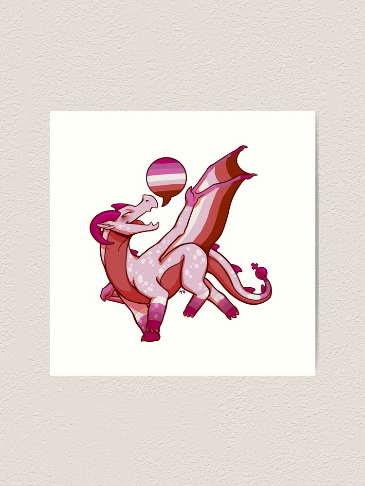 "Lesbian Pride Flag Dragon (2nd Edition-Old Flag)" Art Print by kmp0511
