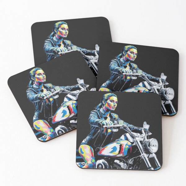 Item preview, Beautiful Lady in a Jacket on a Motorcycle designed and sold by Vicky021.