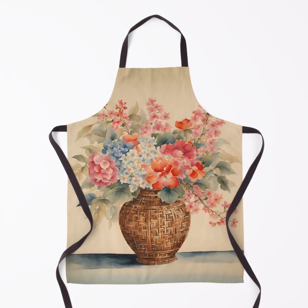 Item preview, Vintage Elegant Antique Style Aesthetic Japanese Rattan Painting Orchids Flower Vase Wall Art Home Decor Accent Poster designed and sold by CottageGingham.