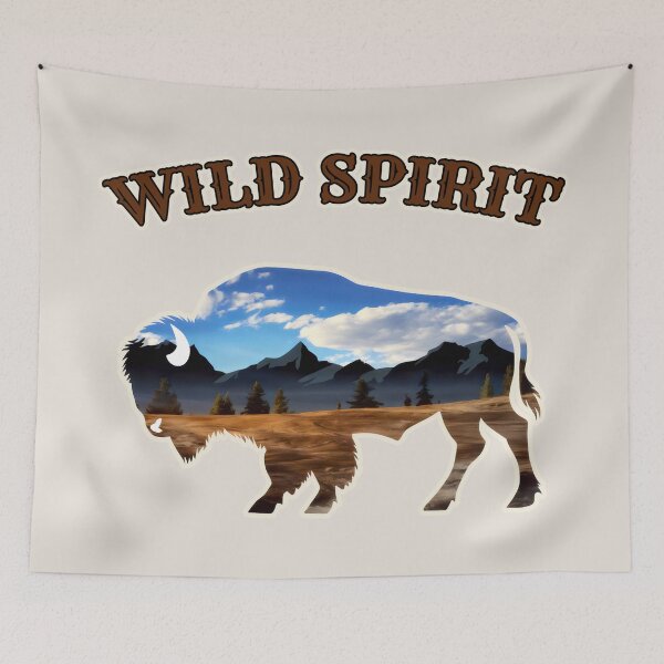 Item preview, Wild Spirit: Bison’s Silhouette in Nature’s Color Symphony designed and sold by SplashTastic.