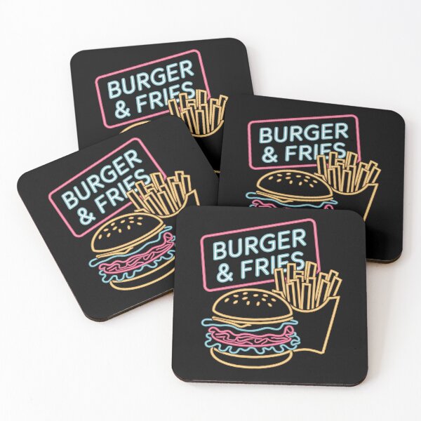 Item preview, Burger & Fries Neon Light Design - Fun and Retro Fast Food Art designed and sold by momo9981.