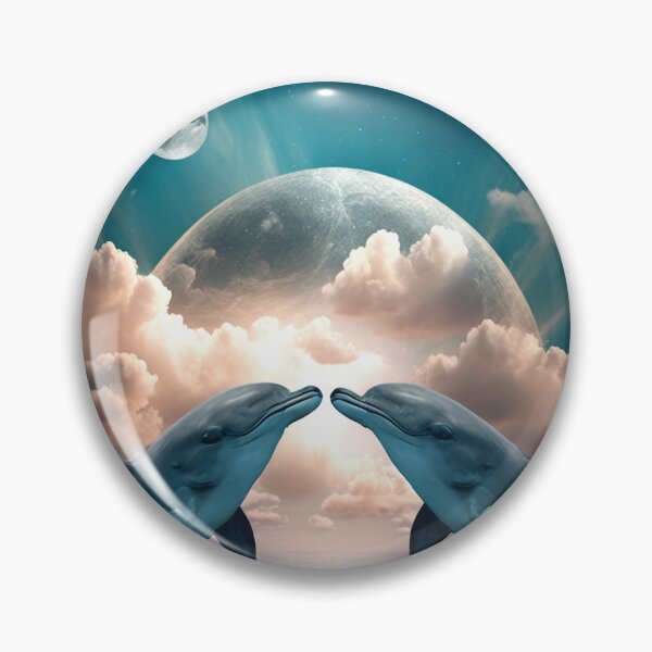 Item preview, Dolphins Kissing in Front of the Moon designed and sold by Chiron WADE.