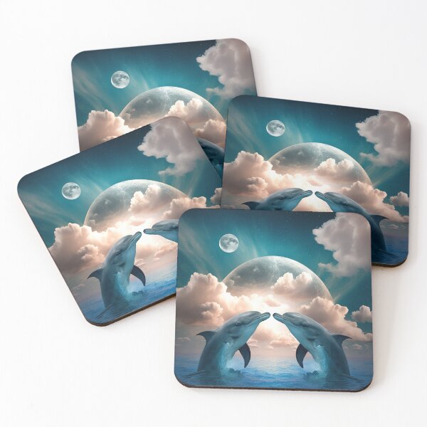 Item preview, Dolphins Kissing in Front of the Moon designed and sold by Chiron WADE.